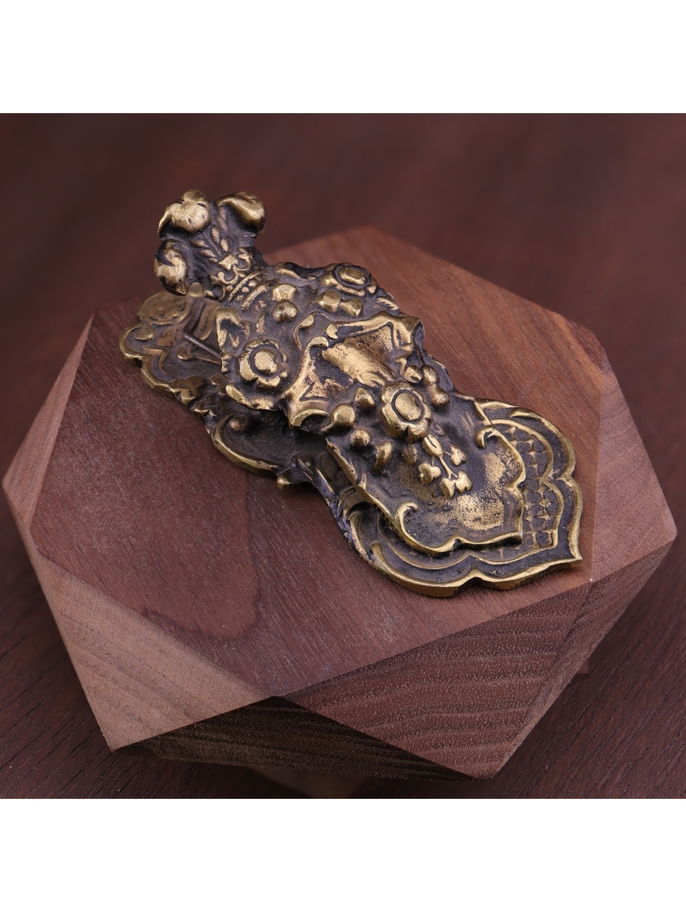 Antique Victorian Sand Cast Brass Letter Clip - Made in England Desk Paperweight